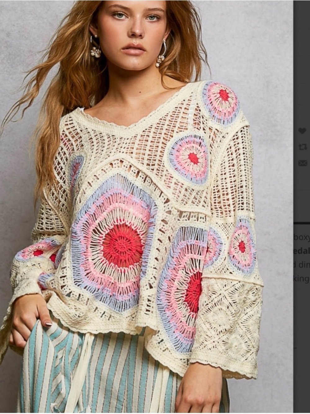 POL “ MELISSA “ POL V-NECK Crochet Top